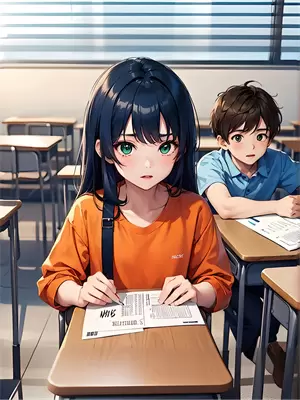 酒红色长发美女